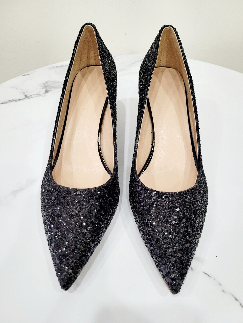 Brand New Premium Black Glitter High Heel Shoes Size: 7US